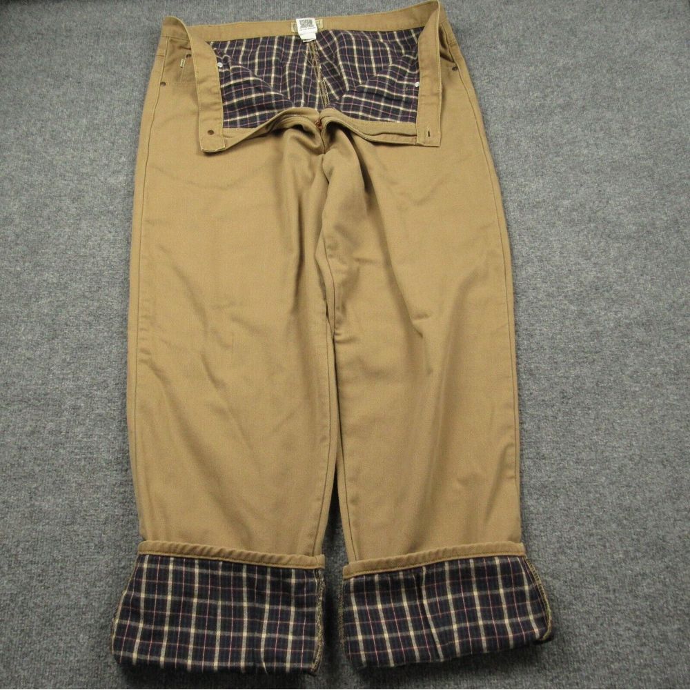 LL Bean Jeans Mens 40x33 Flannel Lined Tan Workwear Winter Warm Outdoors